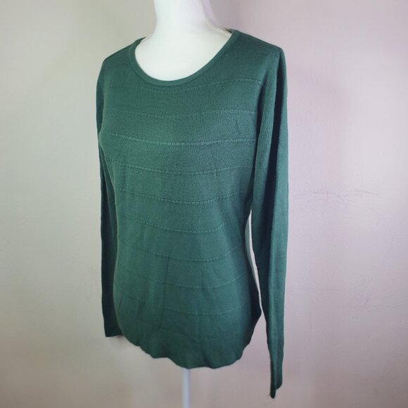 Karen Scott Womens Green Textured Stripe Sweater XS - Picture 3 of 10